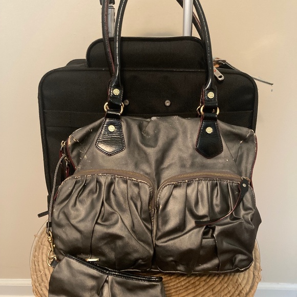 Silver grey canvas dbl handle satchel MZ WALLACE - Picture 1 of 4